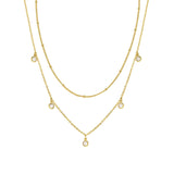 Waterdrop Chain Necklace,COLORFUL BLING Dainty Necklace Sideways Pendant Necklace For Women Gold Jewelry